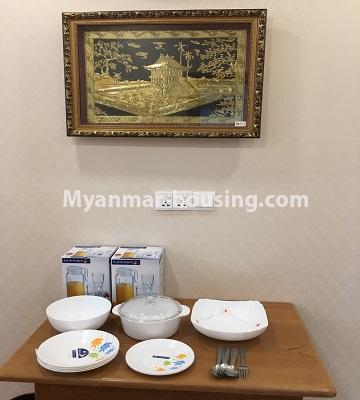 Myanmar real estate - for rent property - No.4577 - Nice furnished Diamond Crown Condominium room for rent in Dagon! - dining area view