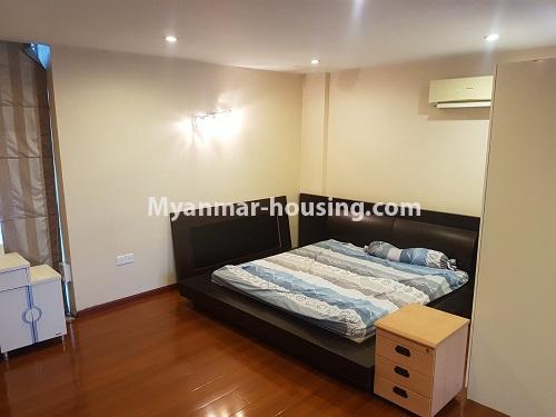 Myanmar real estate - for rent property - No.4584 - High floor Shwe Hin Thar Condominium room for rent in Hlaing! - master bed and mattress