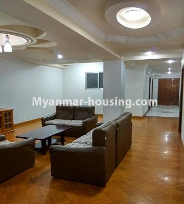 Myanmar real estate - for rent property - No.4586 - Furnished Lamin Thar Yar Condominium room for rent in Mingalar Taung Nyunt! - living room view