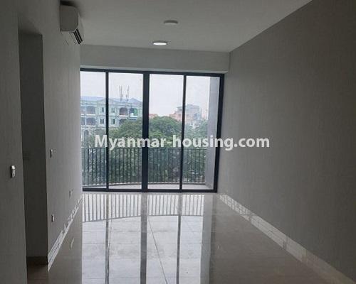 Myanmar real estate - for rent property - No.4588 - Kan Thar Yar Residential Condominium room for rent near Kan Daw Gyi Park! - living room view