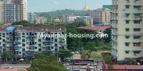 Myanmar real estate - for rent property - No.4684 - Shwe Gone Thu Condominium room for rent in Kyeemyindaing! - building view and road view