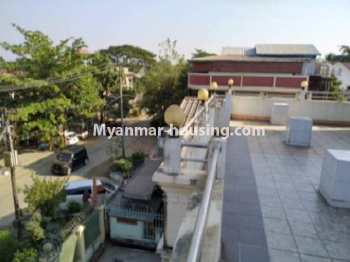 Myanmar real estate - for rent property - No.4698 - Three storey landed house for rent near Bayli Bridge, North Dagon! - outside view from topfloor