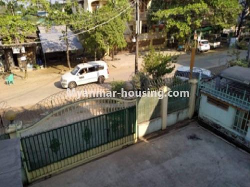 Myanmar real estate - for rent property - No.4698 - Three storey landed house for rent near Bayli Bridge, North Dagon! - building compound view
