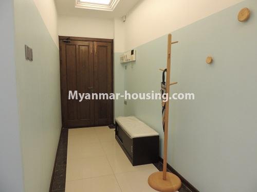Myanmar real estate - for rent property - No.4699 - Furnished two bedroom Excellent Condominium room for rent in Dagon! - main entrance view