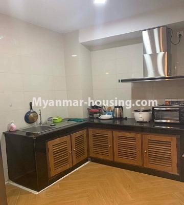 Myanmar real estate - for rent property - No.4719 - Furnished 1 BHK condominium room for rent in Sanchaung! - kitchen view