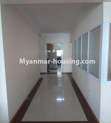 Myanmar real estate - for rent property - No.4723 - Large 3 BHK condominium room for rent near Myaynigone! - corridor view