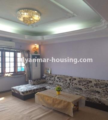 Myanmar real estate - for rent property - No.4732 - Furnished 2 BHK condominium room for rent in the centre of Yangon! - living room view