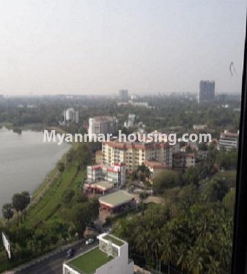 Myanmar real estate - for rent property - No.4785 - 2BHK Room in The Central Condominium for rent in Yankin! - Inya lake view from the room