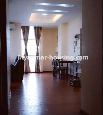 缅甸房地产 - 出租物件 - No.4795 - Decorated 3BHK  Condominium room for rent in Lanmadaw! - another view of living room area