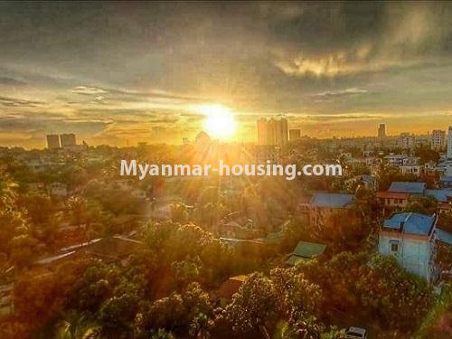 Myanmar real estate - for rent property - No.4830 - Jewel Residence 3 BHK Residential Room with full facilities except electric bill for rent in Yankin! - sunrise view from balcony