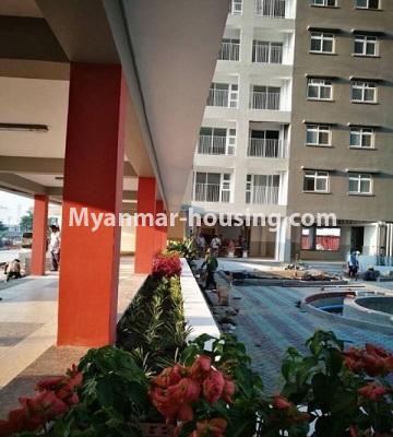 ミャンマー不動産 - 賃貸物件 - No.4845 - Two bedroom Ayar Chan Thar condominium room for rent in Dagon Seikkan! - main gate view