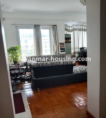 ミャンマー不動産 - 賃貸物件 - No.4846 - 2 BHK mini condominium room for rent near Hledan Junction, Kamaryut! - living room view