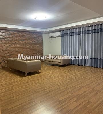 Myanmar real estate - for rent property - No.4847 - 2 BHK mini condominium room for rent in Kamaryut! - living room view