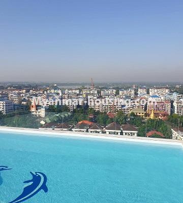 缅甸房地产 - 出租物件 - No.4848 - Kamaryut 3 BHK Nawarat Condominium room for rent! - swimming pool view