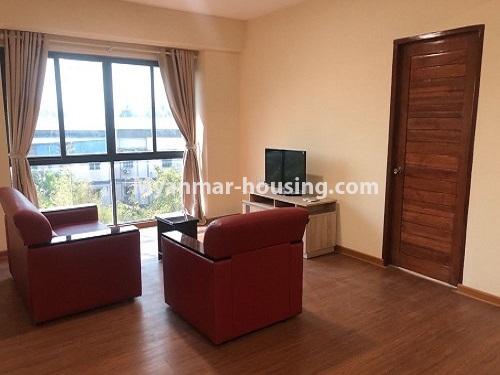 Myanmar real estate - for rent property - No.4884 - 2 BHK UBC condominium room for rent in Thin Gann Gyun! - living room view