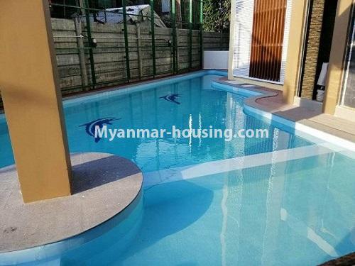 Myanmar real estate - for rent property - No.4884 - 2 BHK UBC condominium room for rent in Thin Gann Gyun! - swimming pool view