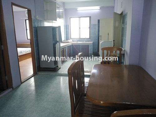 Myanmar real estate - for rent property - No.4886 - Yangon Downtown Furnished Condominium Room for Rent! - kitchen and dining area view