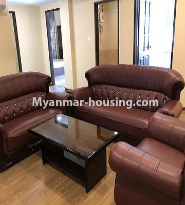Myanmar real estate - for rent property - No.4892 - Decorated and furnished Aung Chan Thar Codominium room for rent in Yankin! - living room view