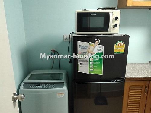 Myanmar real estate - for rent property - No.4911 - 2 BHK Star City Condominium room for rent near Thilawa Industrial Zone, Thanlyin! - refrigerator and washing machine view