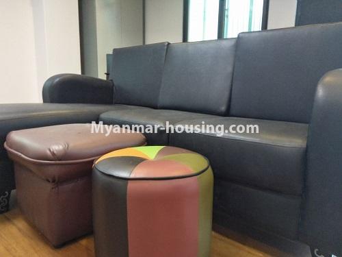 Myanmar real estate - for rent property - No.4920 - Neat and Tidy Mini Condominium Room for a couple or single near Myaynigone City Mart! - sofa