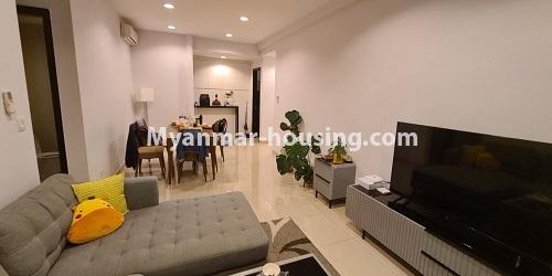 Myanmar real estate - for rent property - No.4922 - Three bedroom G.E.M.S Condominium room for rent in Hlaing! - living room