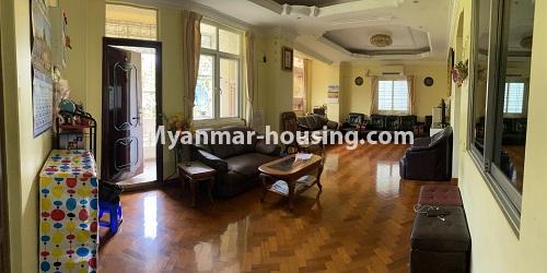 缅甸房地产 - 出租物件 - No.4935 - Three Bedroom Condo Room for Rent near Kandawgyi, Bahan Township. - another view of living room