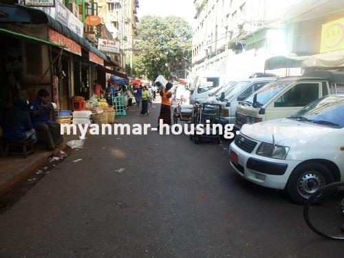 Myanmar real estate - for sale property - No.2714 - Wide apartment now for sale in downtown! - View of the street.