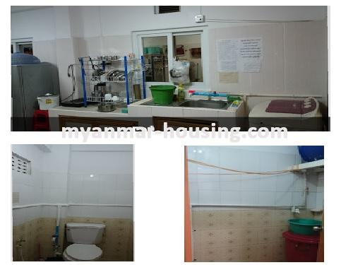 Myanmar real estate - for sale property - No.2824 - Very Wide apartment for Rent located near Inya Lake! - View of the kitchen room and wash room.