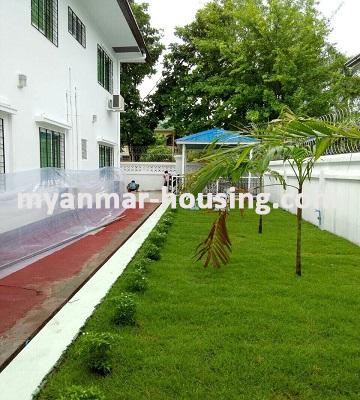 ミャンマー不動産 - 売り物件 - No.2974 - Two storey landed house with a big compound and beautiful green grass are available for Sale. - 