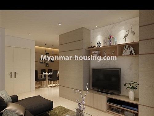 Myanmar real estate - for sale property - No.3253 - Condominium room for sale, 7  Mile, Mayangone Township - anothr view of living room