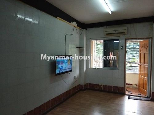 Myanmar real estate - for sale property - No.3258 - Apartment for sale in Yankin! - living room and main door