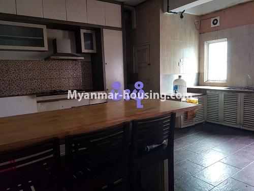 Myanmar real estate - for sale property - No.3284 - Large apartment room for sale near Yae Kyaw Market, Pazundaung! - Kitchen and dining area