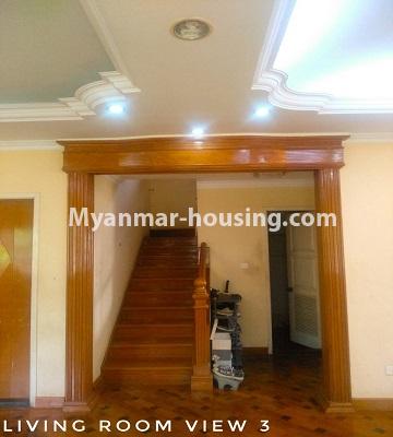 Myanmar real estate - for sale property - No.3302 - A house in a quiet and nice area for sale in Hlaing Thar Yar! - downstairs living room view and stairs
