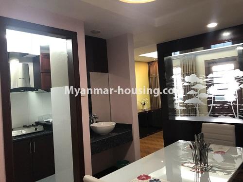 Myanmar real estate - for sale property - No.3305 - Nice condominium room with beautiful decoration for sale in Dagon! - kitchen and dining area