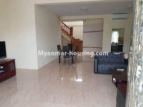 缅甸房地产 - 出售物件 - No.3314 - Two storey landed house with five bedrooms for sale in Nawaday Housing, Hlaing Thar Yar! - downstairs tiled flooring view