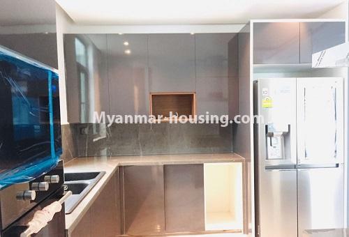 Myanmar real estate - for sale property - No.3323 - Shwe Zabu River View Condominium Penthouse for sale in Ahlone! - another view of kitchen