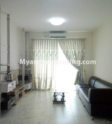 Myanmar real estate - for sale property - No.3331 - Decorated one bedroom Star City Condo room with furniture for sale in Thanlyin! - living room view