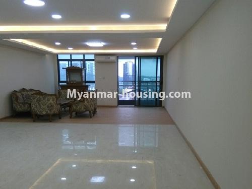 Myanmar real estate - for sale property - No.3346 - Grand Myakanthar Condominium room for sale in Hlaing! - living room view