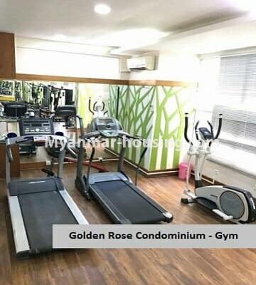 Myanmar real estate - for sale property - No.3357 - Decorated Golden Rose condominium room for sale in Ahlone! - gym room view