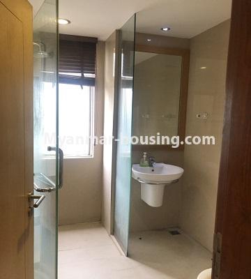 Myanmar real estate - for sale property - No.3357 - Decorated Golden Rose condominium room for sale in Ahlone! - common bathroom view