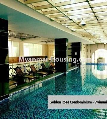 Myanmar real estate - for sale property - No.3357 - Decorated Golden Rose condominium room for sale in Ahlone! - swimming pool view