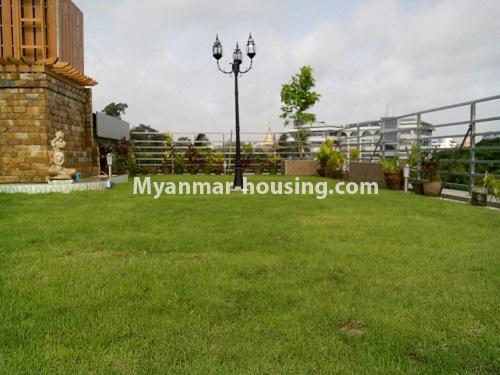 Myanmar real estate - for sale property - No.3360 - Nice Villa close to Kandawgyi Lake for sale in Bahan. - top floor lawn view