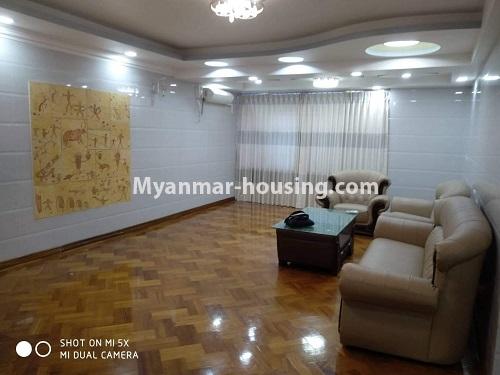 缅甸房地产 - 出售物件 - No.3383 - Newly built condominium room for sale on Laydaungkan Road, Than Gann Gyun! - anothr view of living room