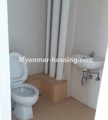 Myanmar real estate - for sale property - No.3387 - Two bedroom condominium room for sale in Botahtaung Time Square! - toilet view