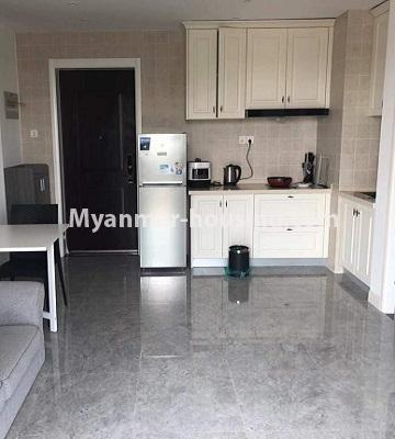 Myanmar real estate - for sale property - No.3418 - Two bedroom Golden City Condominium room for sale in Yankin! - kitchen view