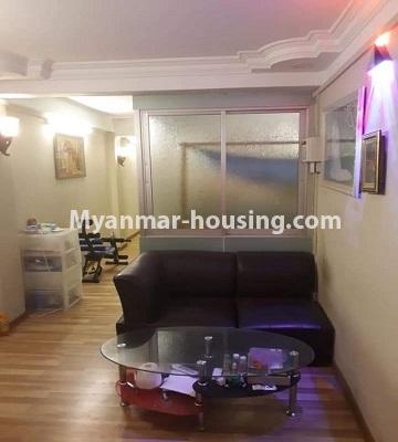 Myanmar real estate - for sale property - No.3427 - One bedroom apartment for sale in Lanmadaw Township. - living room view