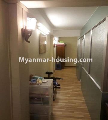Myanmar real estate - for sale property - No.3427 - One bedroom apartment for sale in Lanmadaw Township. - corridor view