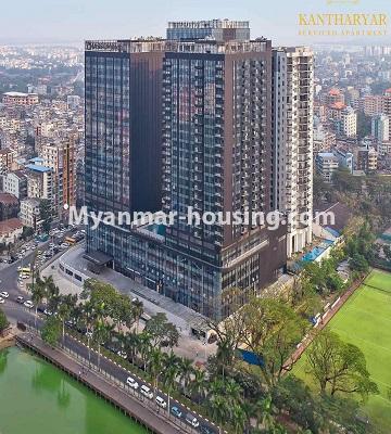 Myanmar real estate - for sale property - No.3457 - Kan Thar Yar Residential Condominium room for sale near Kan Daw Gyi Park! - building view