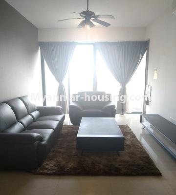 ミャンマー不動産 - 売り物件 - No.3457 - Kan Thar Yar Residential Condominium room for sale near Kan Daw Gyi Park! - living room