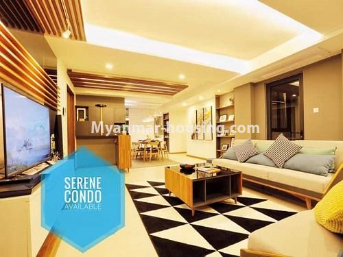 Myanmar real estate - for sale property - No.3461 - Luxurious  Serene condominium room for sale in South Okkalapa! - another view of living room